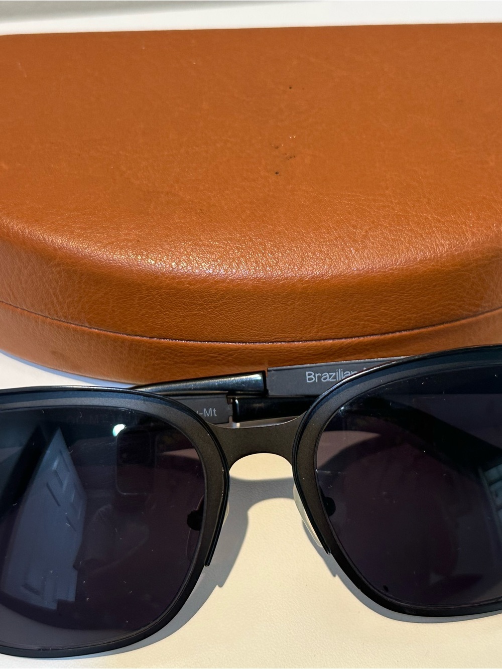 Brazilian-Made Black Sunglasses with Tan Case